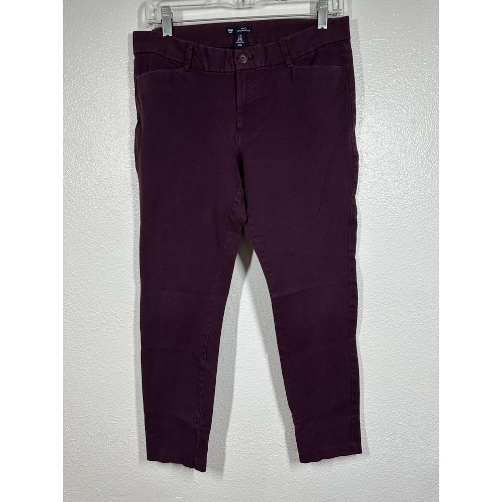 Gap Pants Womens 10R Burgundy Slim City‎ Cropped Stretch Ankle Chino Flat Front